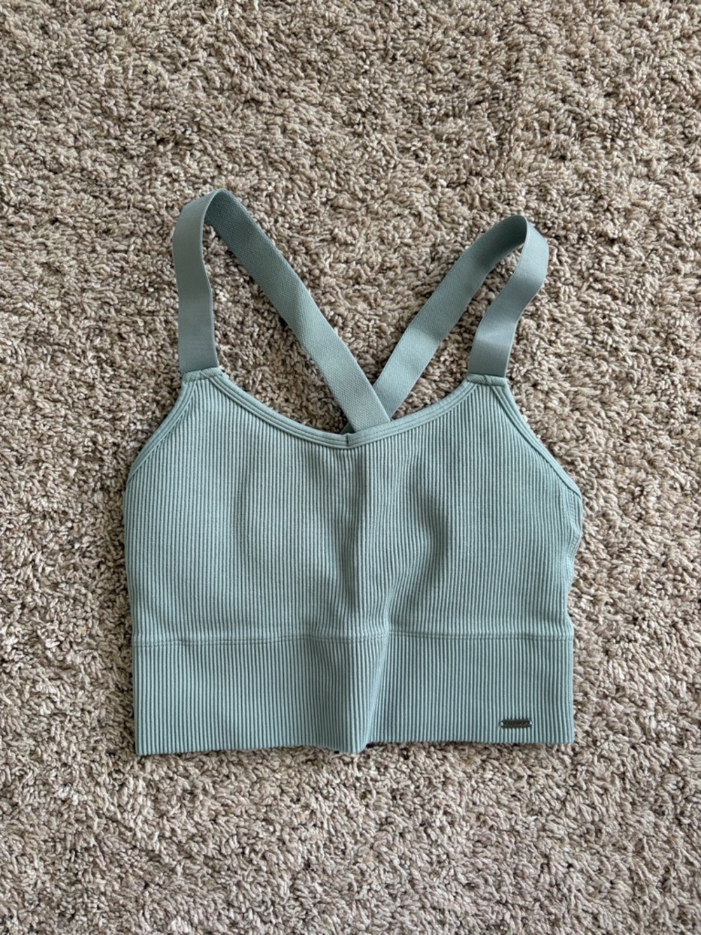 Hollister Sage Green Ribbed Crop Tank